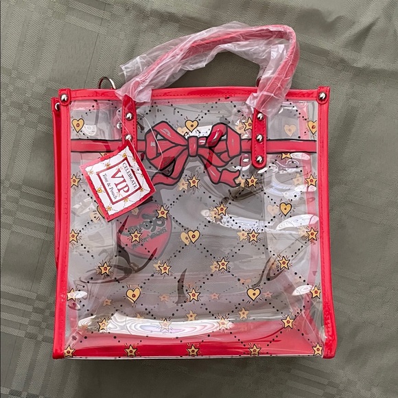 Brighton Handbags - Brighton Red and Gold Heart-Pattern Tote